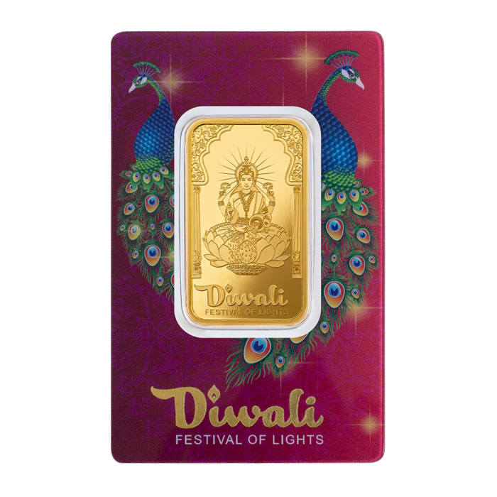 5 Gram PAMP Diwali Peacocks Gold Bar .9999