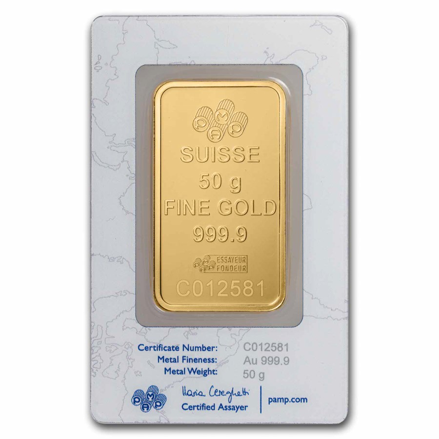 50 gram PAMP Pure Gold Rosa Bar (BU) - Bullion Mart