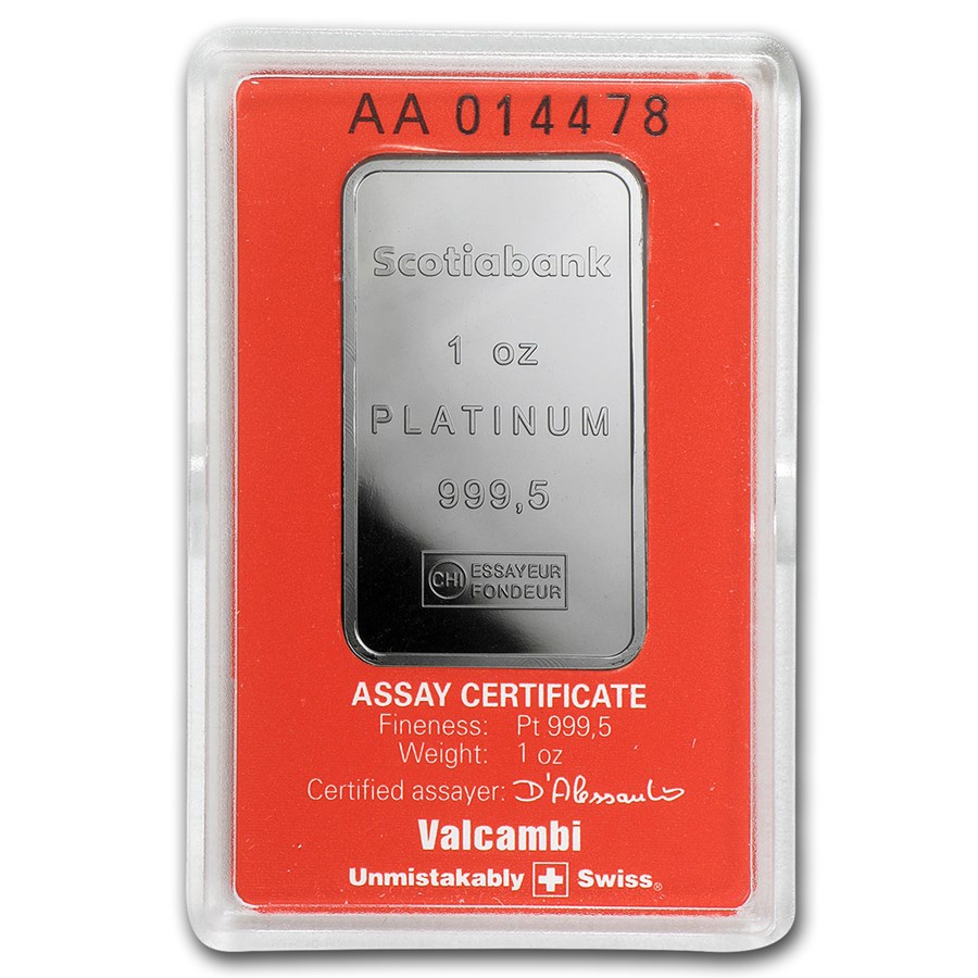 1 oz Platinum Bar - Scotiabank (In Assay) - Image 2