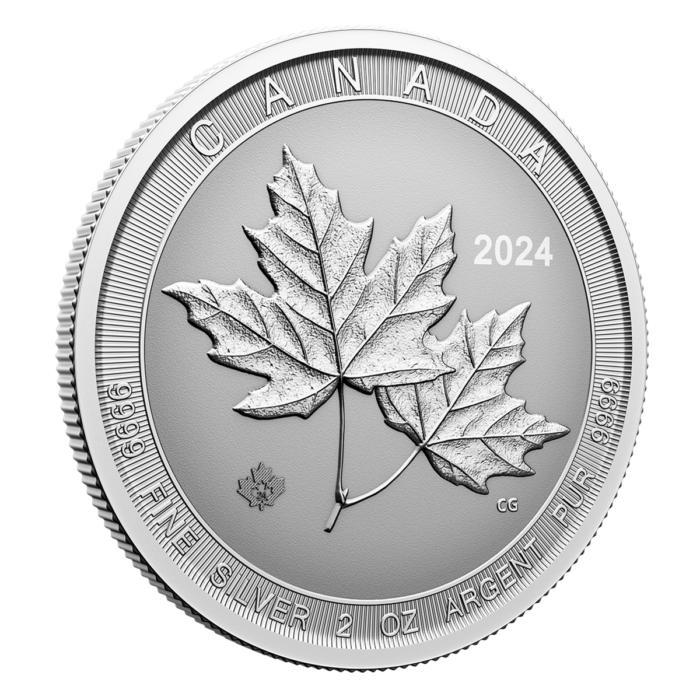 Twin Maples - 2 oz. 99.99% Pure Silver Coin - Royal Canadian Mint (Random Year) - Image 2