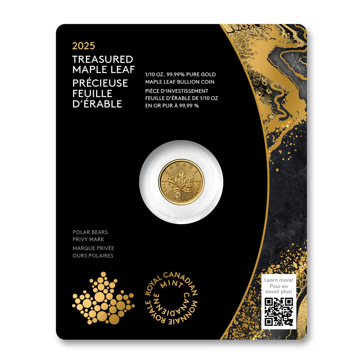 2025 $5 Treasured Maple Leaf GML: Polar Bears Privy Mark (Premium Bullion) - Pure Gold Coin - Image 3