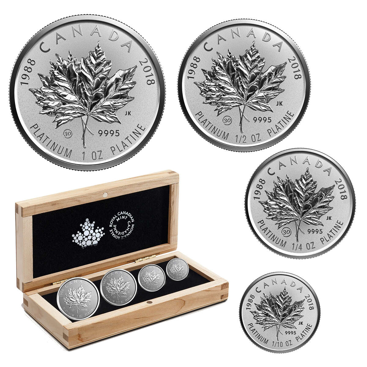 2018 Pure Platinum Fractional Set: 30th Anniversary of the Platinum Maple Leaf - Pure Platinum Coin