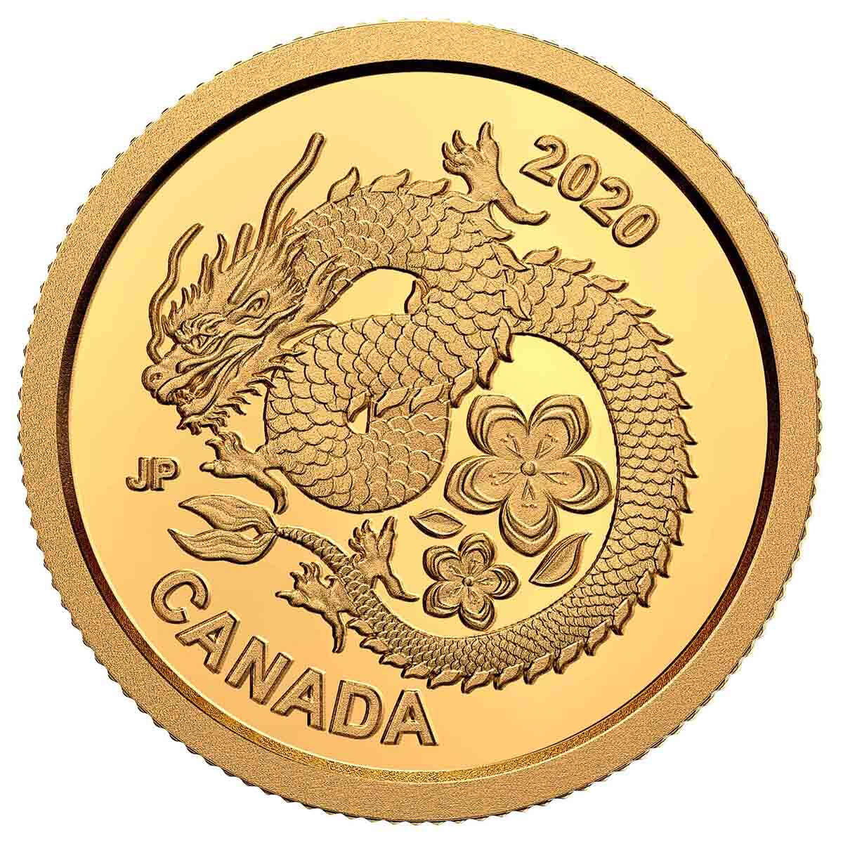 2020 $8 Lucky Flower Dragon - Pure Gold Coin - Bullion Mart