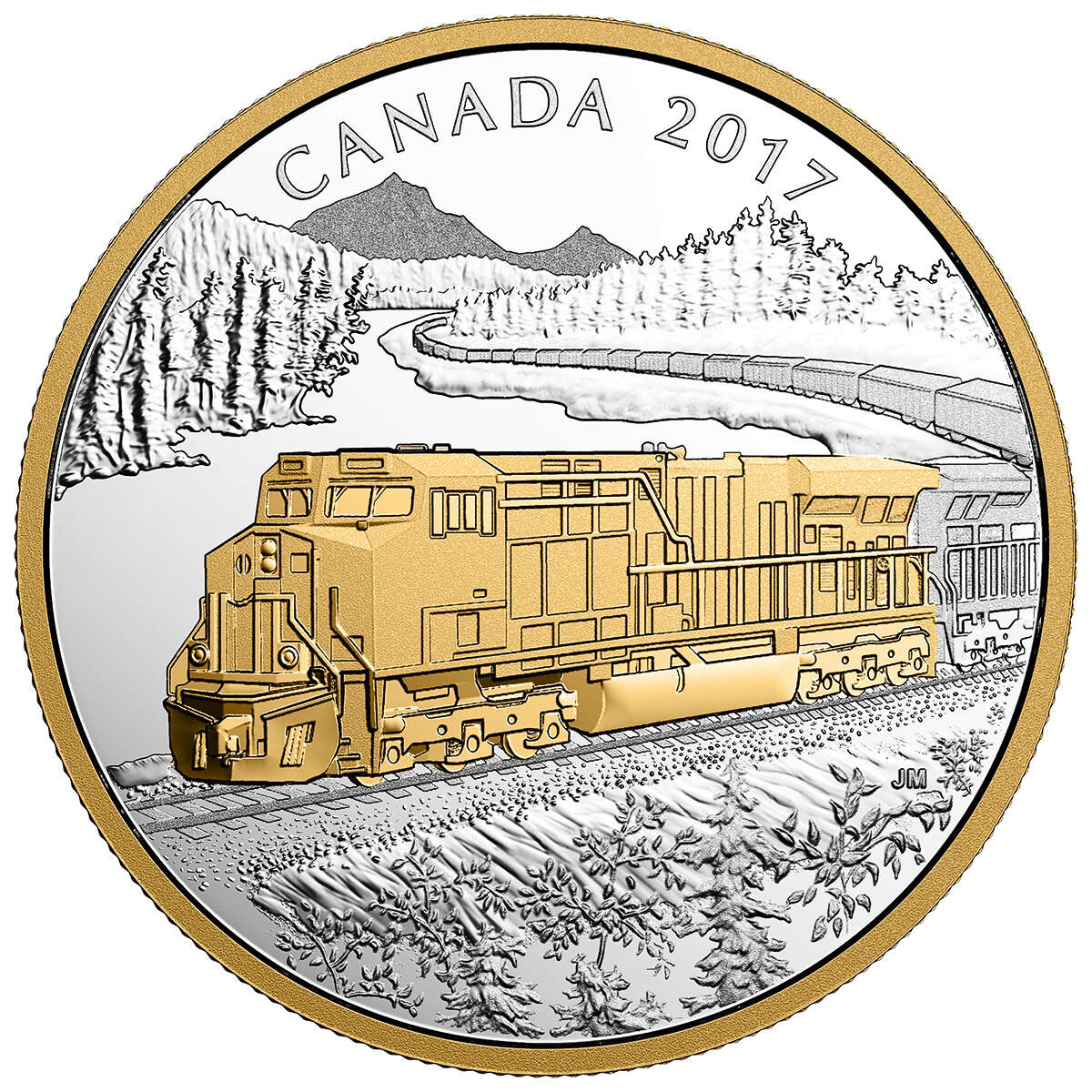2017 $20 Locomotives Across Canada: The GE ES44AC - Pure Silver Gold-Plated Coin