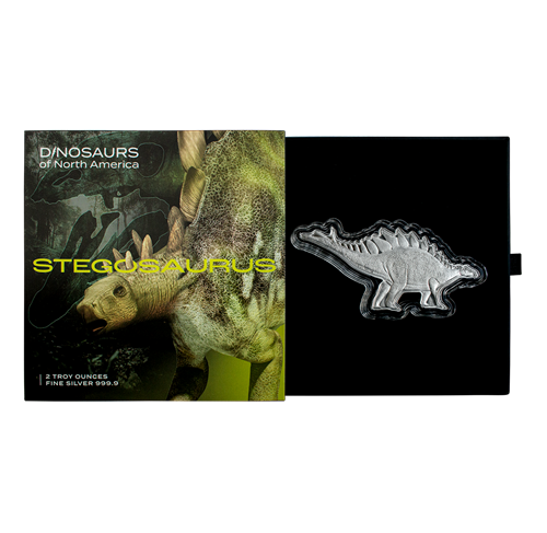 2022 2 oz. Pure Silver Coin - Dinosaurs of North America - Stegosaurus - Image 4