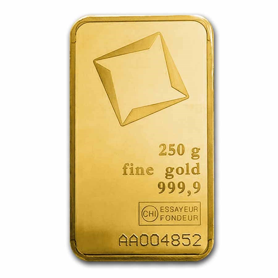 250 gram Gold Bar - Valcambi (w/Assay) - Bullion Mart