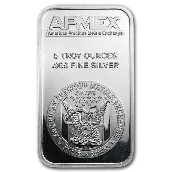5 oz Silver Bar - APMEX - Bullion Mart
