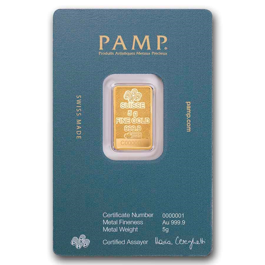 5 gram Gold Bar - PAMP Arabian Falcon (w/Assay & Frame) - Image 2