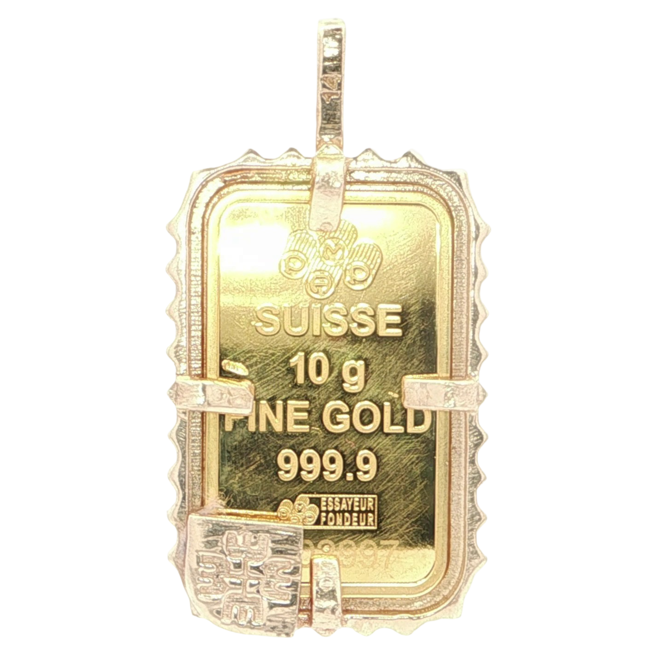 18KT Yellow Gold Diamond Frame for 10 Gram Gold Bar