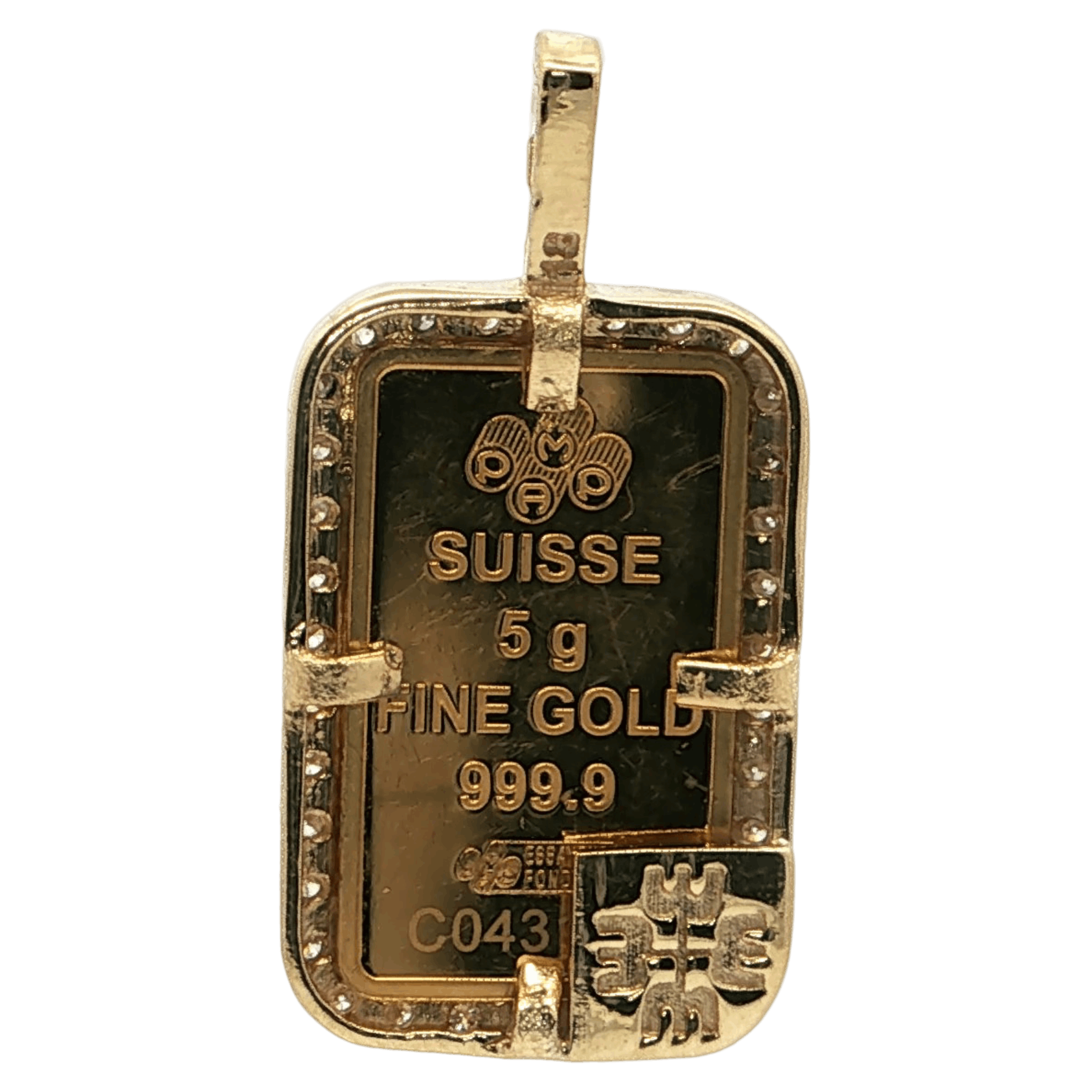 18KT Yellow Gold Diamond Frame for 5 Gram Gold Bar - Image 2