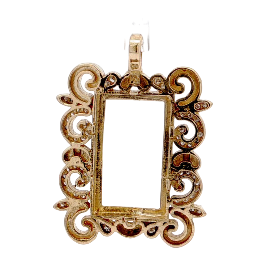 18KT Yellow Gold Diamond Scroll Bezel Pendant for 10 Gram Gold Bar - Image 2