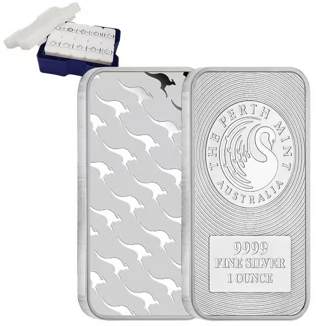 Monster Box of 200 - 1 oz Australia Perth Mint Silver Kangaroo Bar .9999 Fine