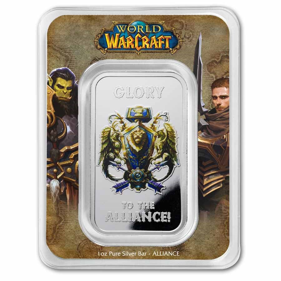 1 oz Silver World of Warcraft Alliance Bar (TEP)