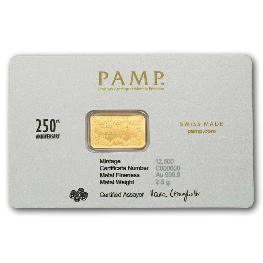2.5 gram Gold Bar - PAMP 250th Anniversary of the USA - Image 2