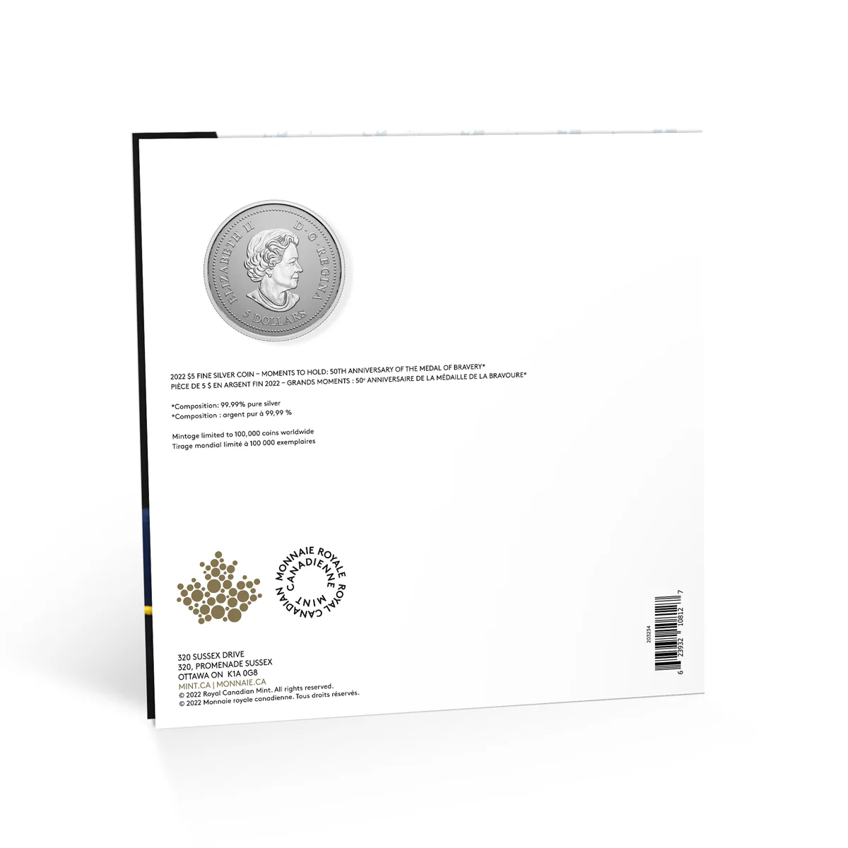 2022 $5 Moments to Hold: 50th Anniversary of the Medal of Bravery - Pure Silver Coin - Image 5