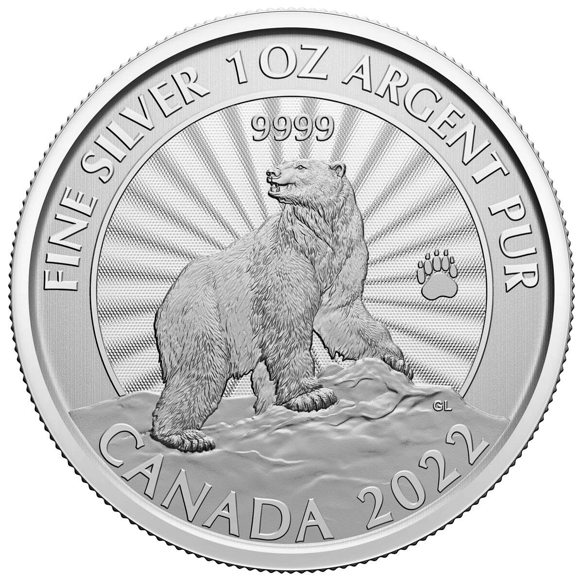 2022 $5 The Majestic Polar Bear - Pure Silver Coin - Image 2