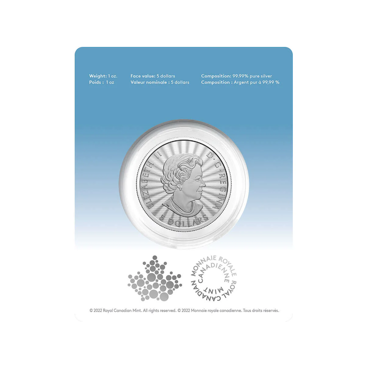 2022 $5 The Majestic Polar Bear - Pure Silver Coin - Image 4