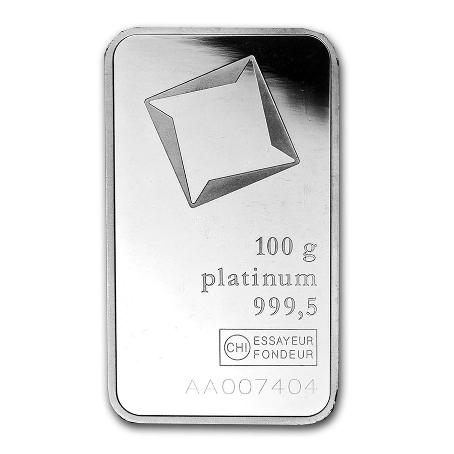 100 gram Valcambi Suisse Platinum Bar - Secondary Market (.999+ Fine)