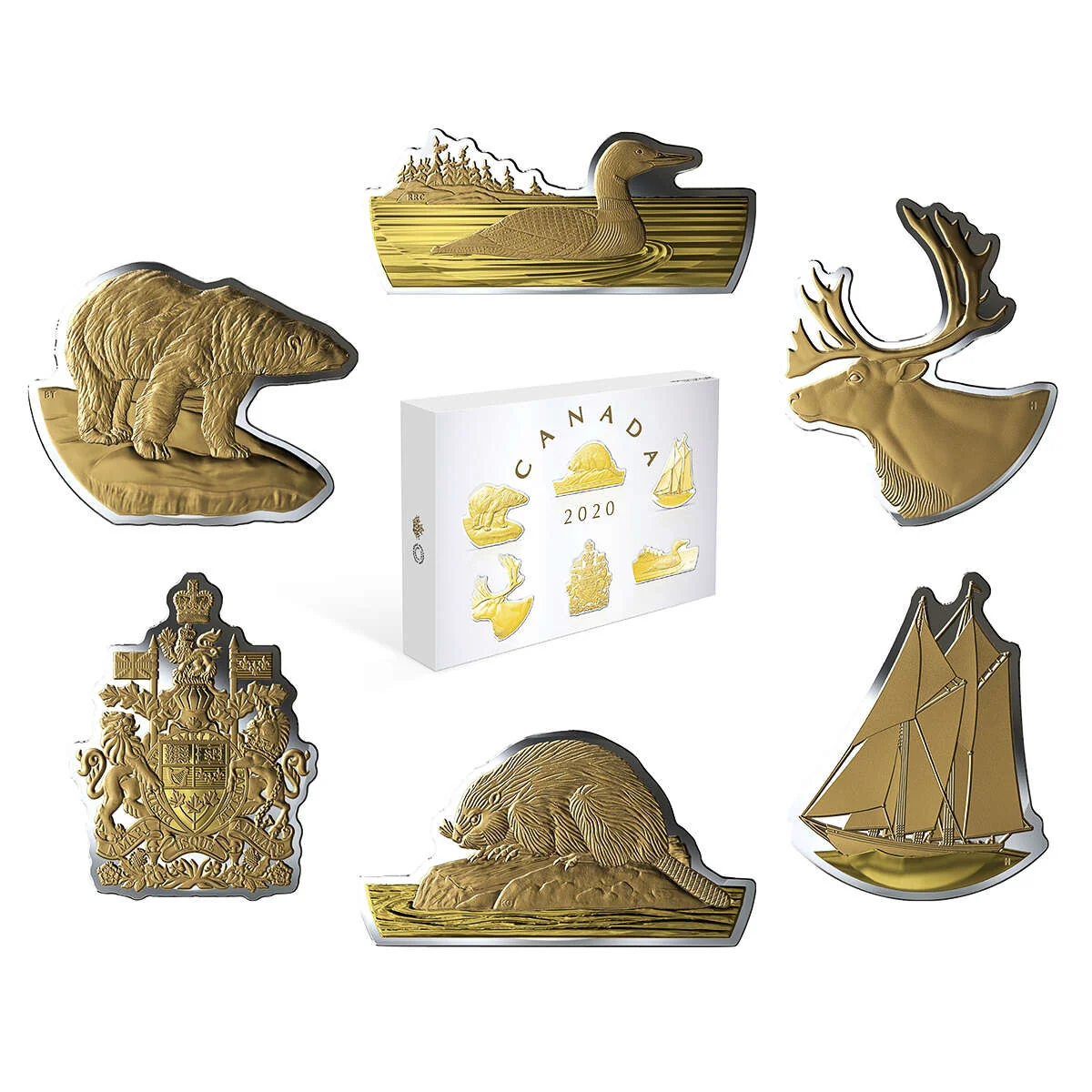 2020 $50 Real Shapes - Pure Silver 6-Coin Set In Custom Case