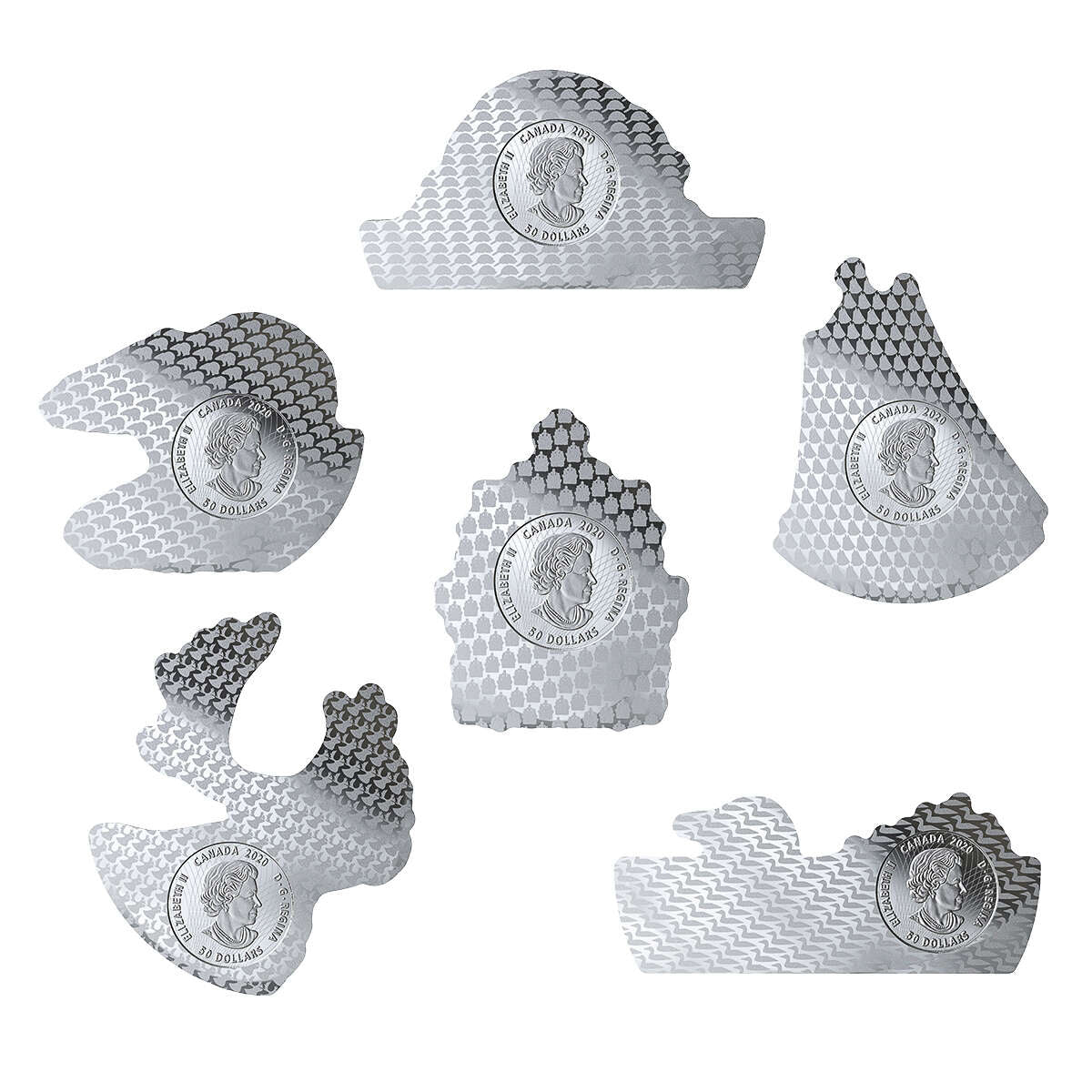 2020 $50 Real Shapes - Pure Silver 6-Coin Set In Custom Case - Image 3