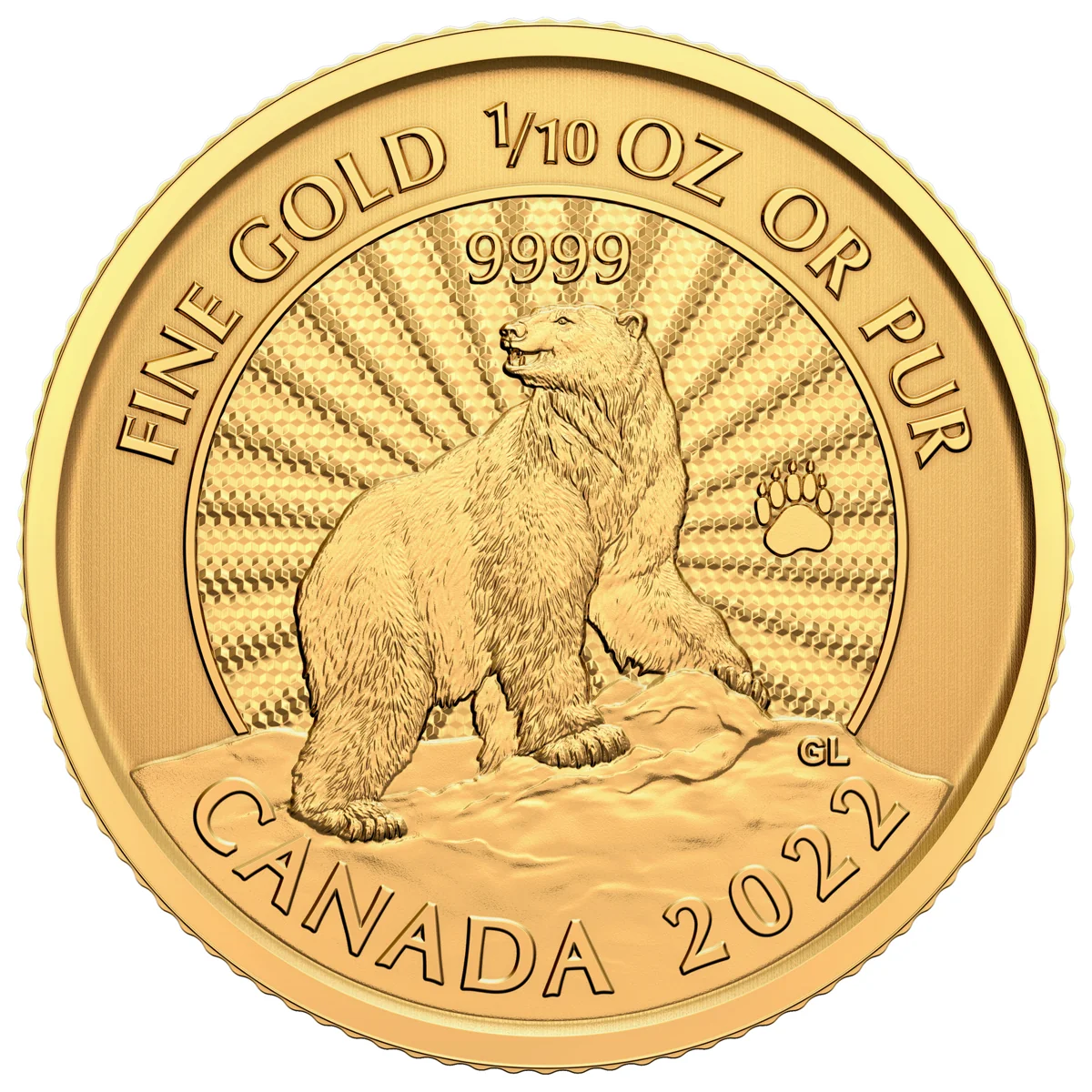 2022 $5 The Majestic Polar Bear - Pure Gold Coin - Image 2