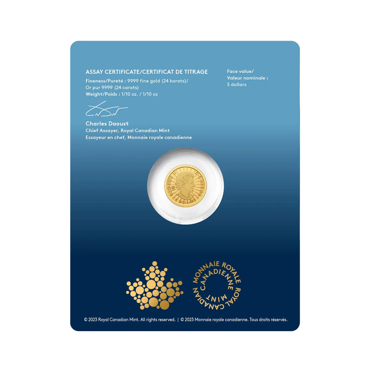 2023 $5 The Majestic Polar Bear and Cubs - Pure Gold Coin - Image 6