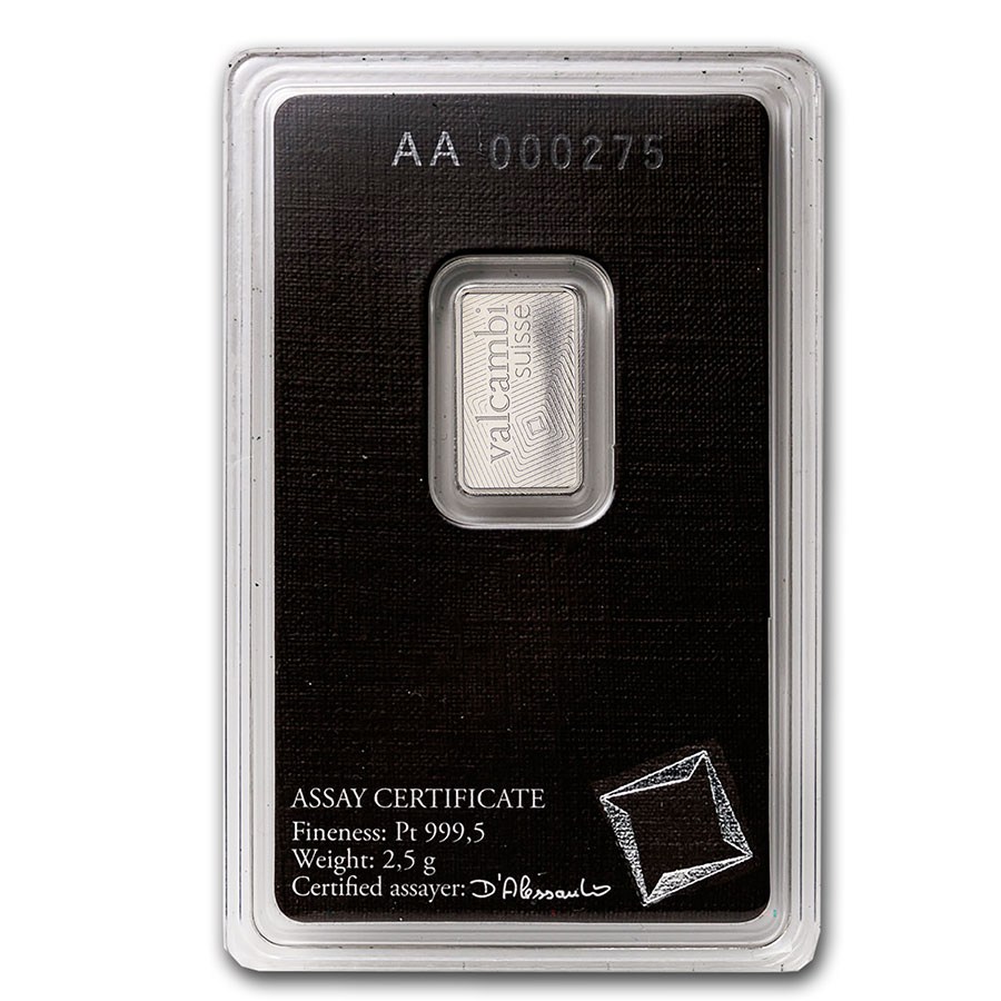 2.5 Gram Platinum Bar Valcambi - In Assay - Image 2