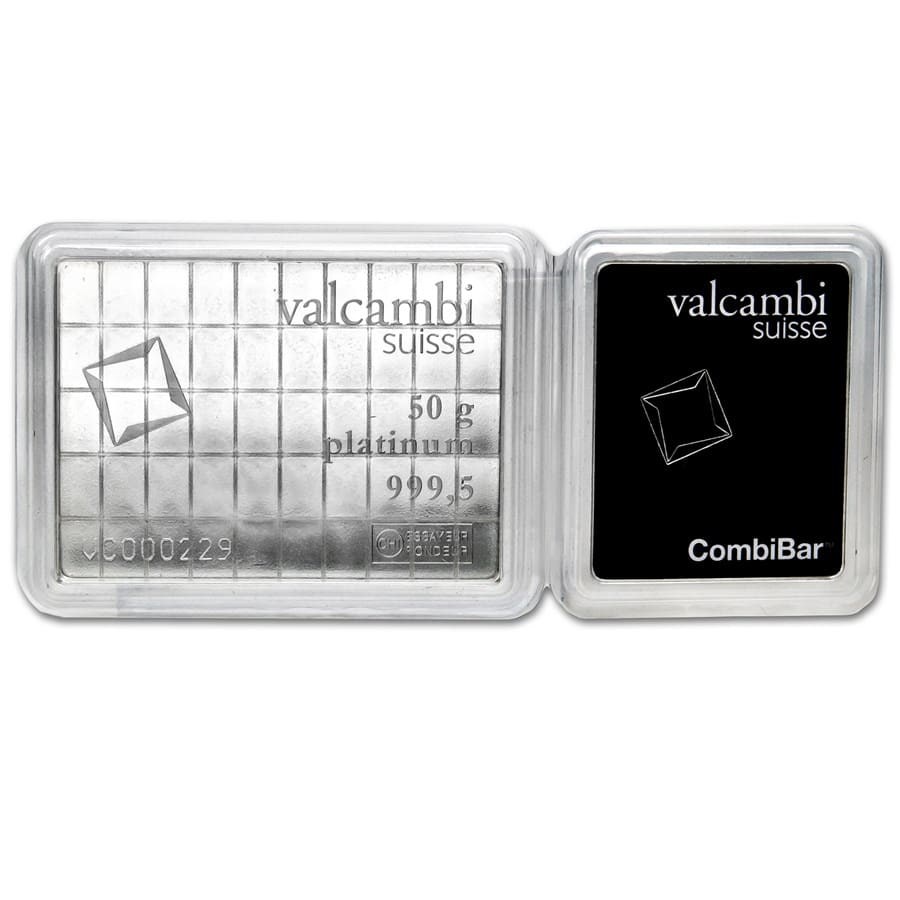 50 x 1 Gram Platinum Valcambi CombiBar (In Assay)